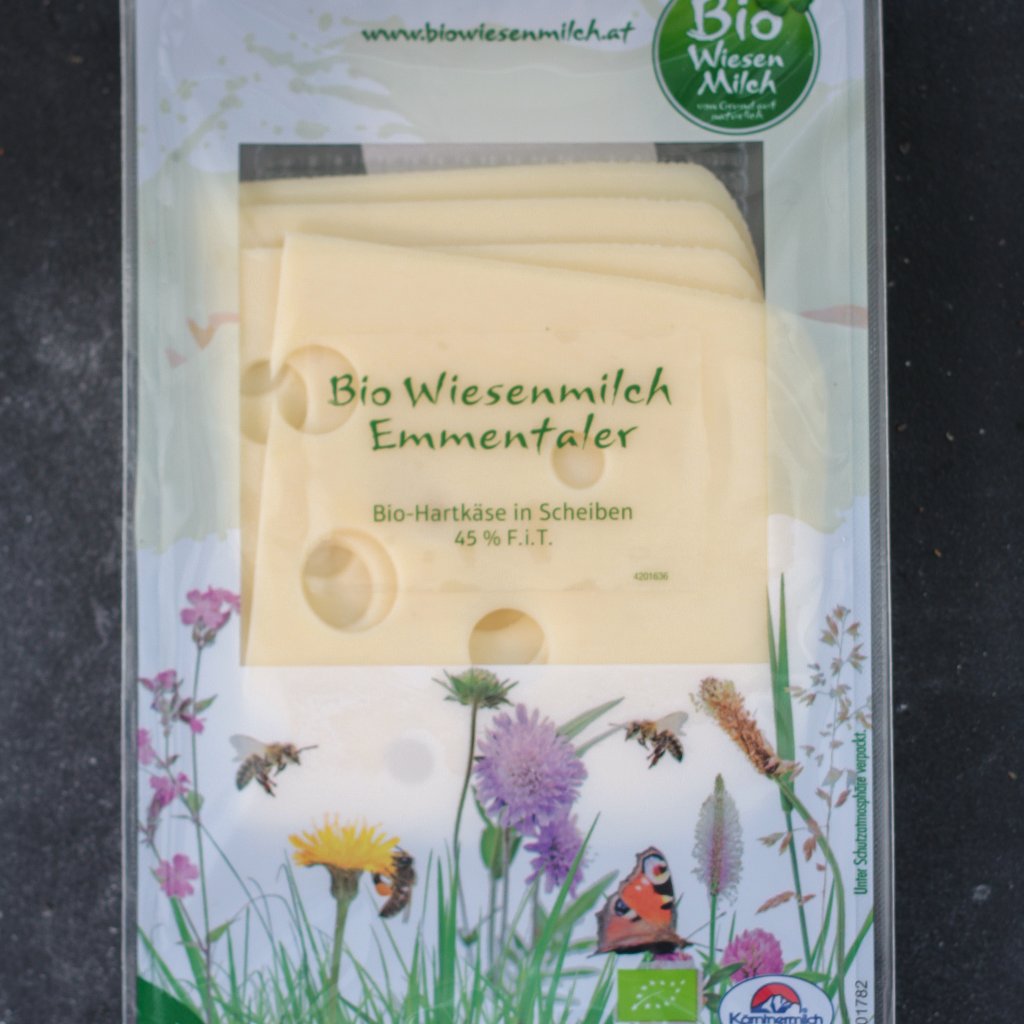 Bio Wiesenmilch Ementaler - plátkový syr 100 g