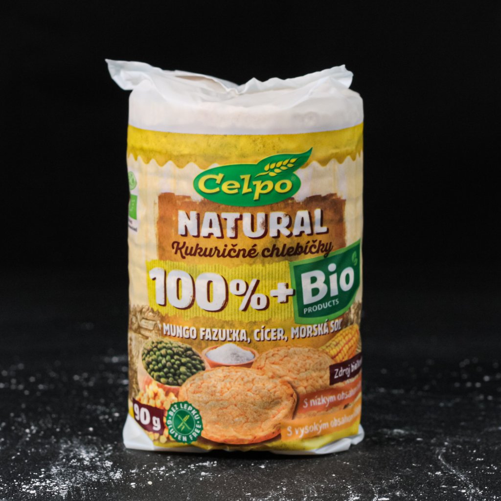 BIO kukuričné chlebíčky - mungo fazuľka, cícer, morská soľ 90 g
